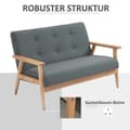 Miniatyrbilde 6 av 10: Dobbel Sofa Polstring Loveseat, Kompakt Design, To-Seter, Stoffsofa, 2-Seter, Lin Og Gummitre, Grå, 115X66,5X73Cm