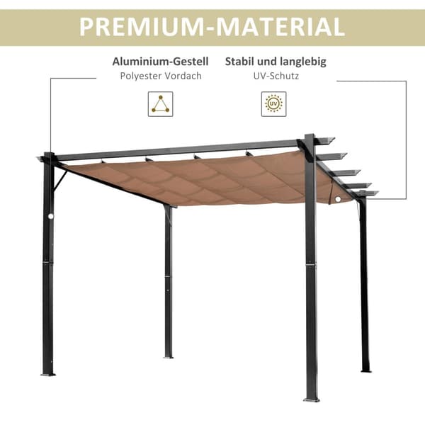 Pergola Gazebo Med Justerbart Stoftag 3 X 4 M Terrasse Baldakin Aluminium Solafskærmning Baldakin Patio Have Grå + Brun