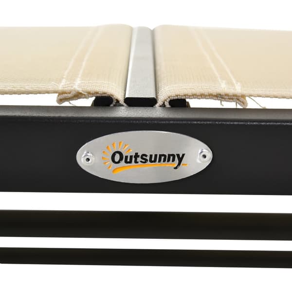 Gyngestol 2-Seter Hagebenk Hage Huske Sete Parkbenk Metall Hagemøbler Sort + Beige 120 X 70 X 85 Cm