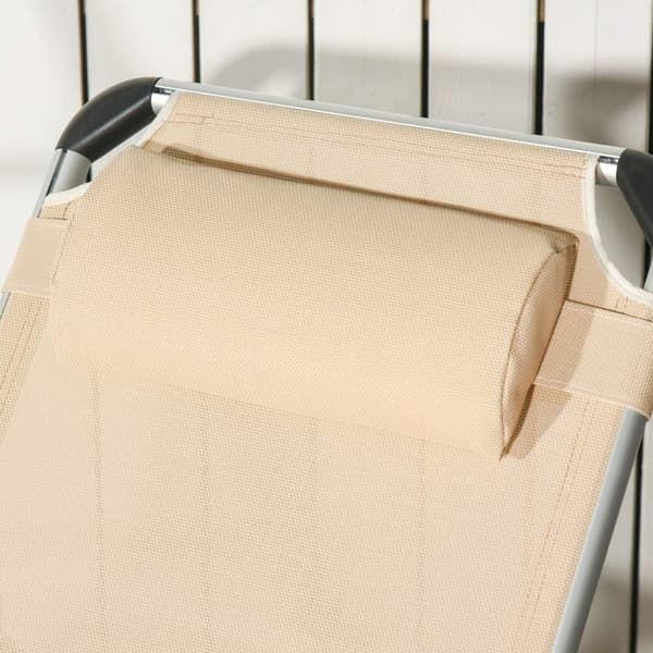 Hageseng Aluminium 5-Veis Justerbar Sammenleggbar Ergonomisk Mesh Beige 170X60X76Cm