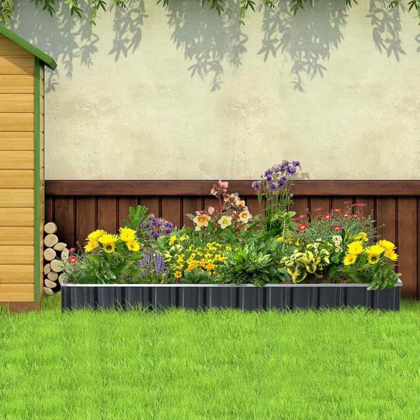 Diy Stål Højbed Haveseng Med T-Shape Planteskilte & Handsker, Mørkegrå