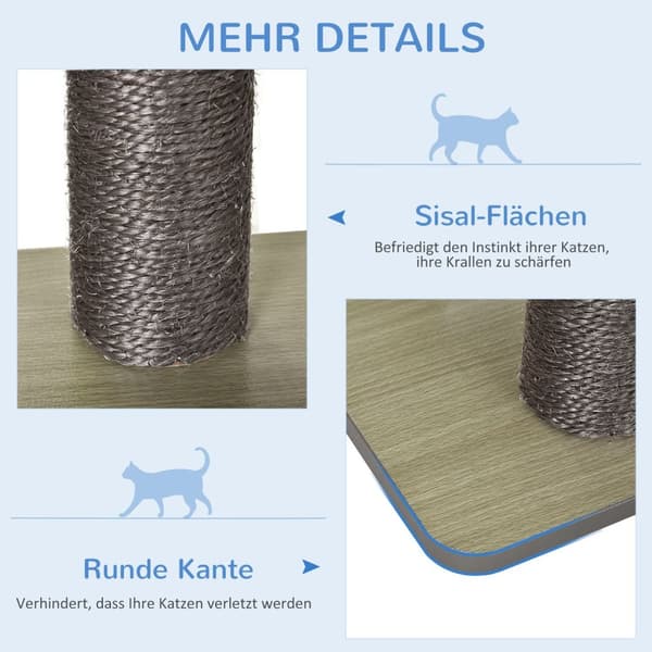 Cat Kradsestolpe Klatretræ Med Sisal, Polstring Og Legetøjsbold, Grå, 71,5X49,5X120 Cm