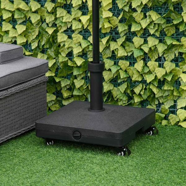 Parasollstativ Med Rulle, Kan Fylles Opp Til 20 Kg, For Paraplystenger 38/48 Mm, For Hage, Terrasse, Balkong, Svart, 45 X 45 Cm