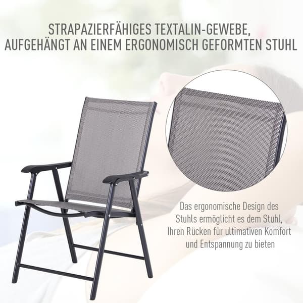 Campingstoler Sett Med 2 Sammenleggbare Stol Armlen Fiskestol Metallgrå 58X64X94Cm