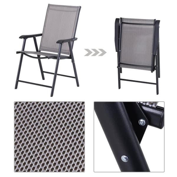 Campingstoler Sett Med 2 Sammenleggbare Stol Armlen Fiskestol Metallgrå 58X64X94Cm