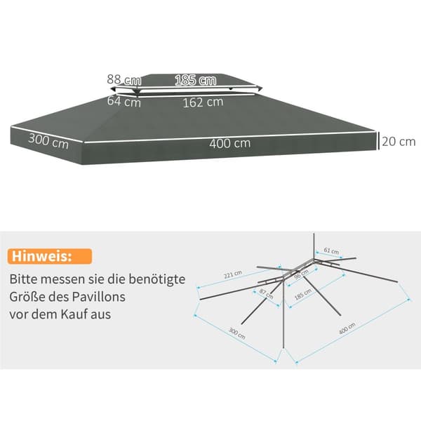 Vaihto Katto Huvimaja Katto Metalli Huvimaja Puutarha Gazebo Juhla Teltta Puutarha Teltta Polyesteri 3X4M Tummanharmaa