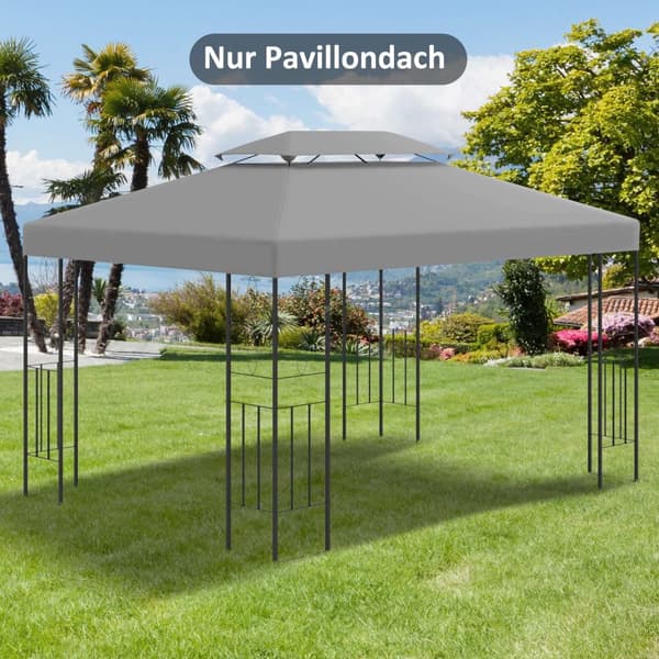 Replacement Roof Gazebo Katto Garden Gazebolle, Polyesteri, 3X4M, Vaaleanharmaa