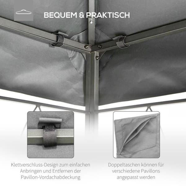 Replacement Roof Gazebo Katto Garden Gazebolle, Polyesteri, 3X4M, Vaaleanharmaa