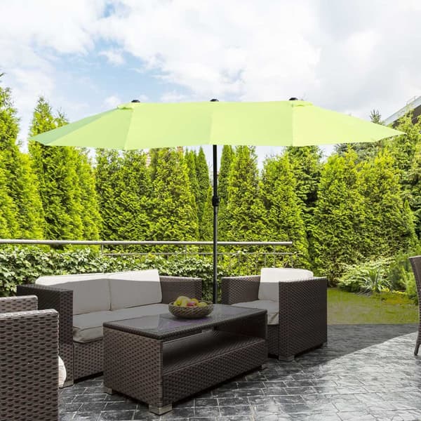 Parasol Hageparaply Market Paraply Dobbel Parasoll Patio Paraply Med Håndsveiv Grønn Oval 460 X 270 X 240 Cm