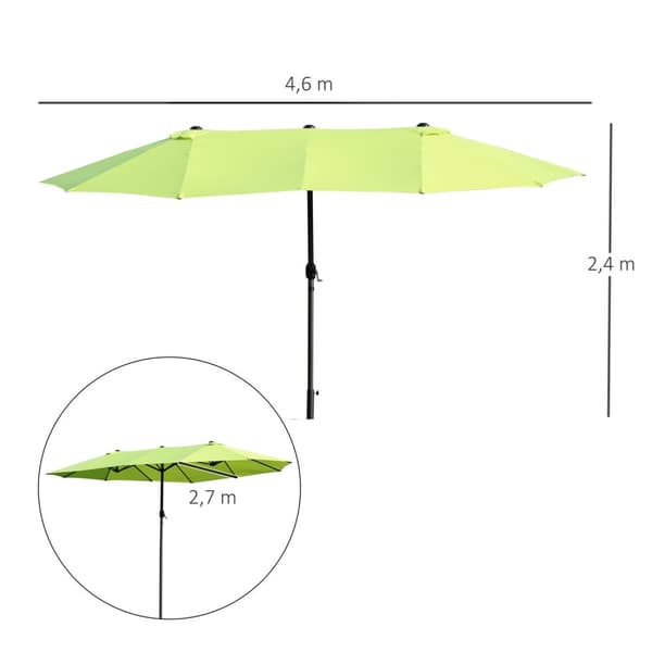 Parasol Hageparaply Market Paraply Dobbel Parasoll Patio Paraply Med Håndsveiv Grønn Oval 460 X 270 X 240 Cm