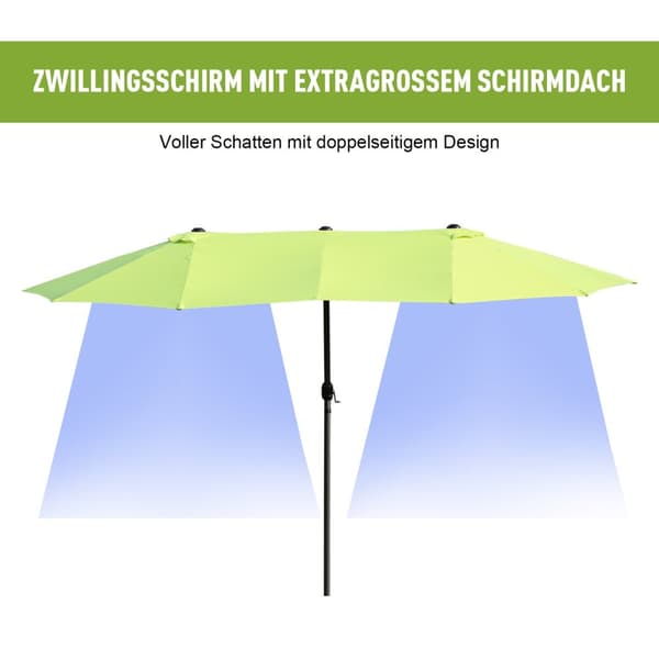 Parasol Hageparaply Market Paraply Dobbel Parasoll Patio Paraply Med Håndsveiv Grønn Oval 460 X 270 X 240 Cm