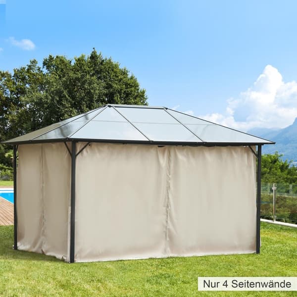 Paviljong 4 Sidepaneler For 3X4 M Hagepaviljong Partytelt Polyester Beige 352 X 205 Cm