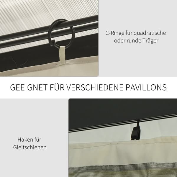 Paviljong 4 Sidepaneler For 3X4 M Hagepaviljong Partytelt Polyester Beige 352 X 205 Cm