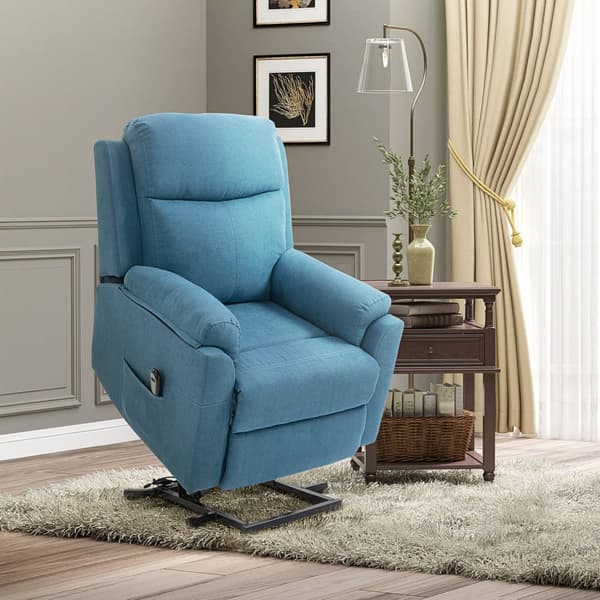 Hvilestol Elektrisk Tv-Stol Med Ståhjelp For Seniorer, Ligge- Og Sovefunksjon, Linlook, Blå, 83X89X102Cm