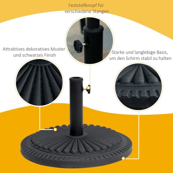 Aurinkovarjoteline 14 Kg Sateenvarjoteline Päivänvarjolle Pyöreät Sateenvarjotangot 35-48 Mm Aurinkovarjojalusta Puutarhaterassi Sementtiä Ø49 Cm