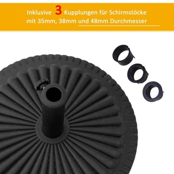 Aurinkovarjoteline 14 Kg Sateenvarjoteline Päivänvarjolle Pyöreät Sateenvarjotangot 35-48 Mm Aurinkovarjojalusta Puutarhaterassi Sementtiä Ø49 Cm