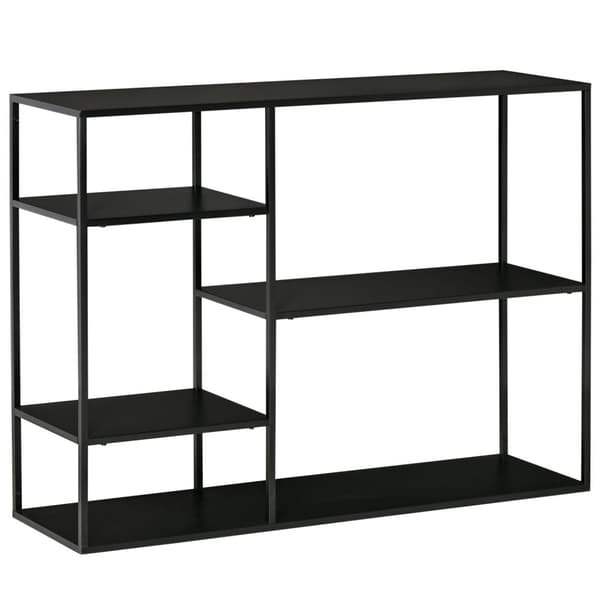 Stående Hylle Bokhylle Med 5 Åpne Rom, Arkivhylle, Kjøkkenhylle, Metall, Svart, 120 X 35 X 87,5 Cm