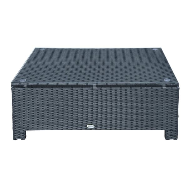 Garden Side Table Sohvapöytä Polyrottinki, Säänkestävä, Musta, 85X50X39Cm