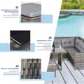 Miniatyrbilde 8 av 10: Hagemøbelsett I Polyrattan I Grått, Inkludert Sofasett Og Puter, Ideelt For Utendørs Og Terrasse