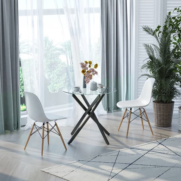 Sofabord Rundt Glasbord, Sort, Sidebord Med Sikkerhedsglas & Metalstel, 80X80X75 Cm