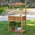 Miniatyrbillede 2 af 10: Plantebord Vejrbestandigt Med Galvaniseret Bordplade, Hylde, Blomsterhylde, Udendørs Havebord, Blomsterstativ