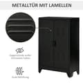 Miniatyrbild 6 av 10: Sideboard Arkivskåp Med Lamelldörrar, Förvaringsskåp Med Hyllor, Svart, 75 X 33 X 110 Cm