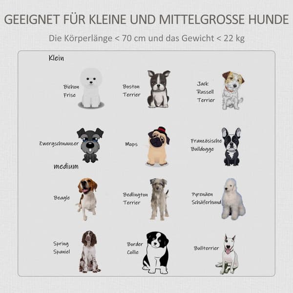 Hundekennel Transportkasse I Træ Med Bordplade Og Pude, Bur Til Små Dyr, Sidebord, Grå+Hvid, 85X55X75Cm