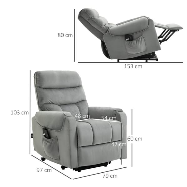 Ståhjälp, Avslappningsstol, Elektrisk Massagestol, Tv-Stol Med Liggfunktion, Sammetsliknande Polyester, Metallskum