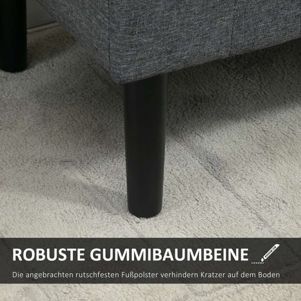 Benk Med Oppbevaringsplass, Polstret Benk, Krakk, Setebryst, Lastekapasitet Opptil 130 Kg, Lintouch, Gummitre, Mørkegrå, 116 X 44 X 58 Cm