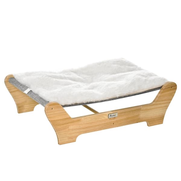 Cat Bed Hengekøye Med Ramme For Katter, Forhøyet Kattereir Med Myk Pute, Furu, 68X43X20Cm