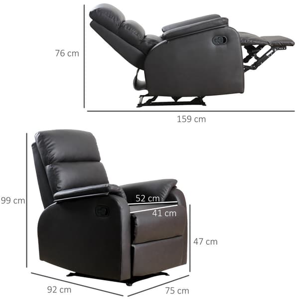 Avslapningsstol, Tv-Stol, Sofastol, Hvilestol, Vinkelskrivebord Med Cpu-Stativ, Justerbar, Ergonomisk, Kunstskinn, Brun, 75 X 92 X 99 Cm