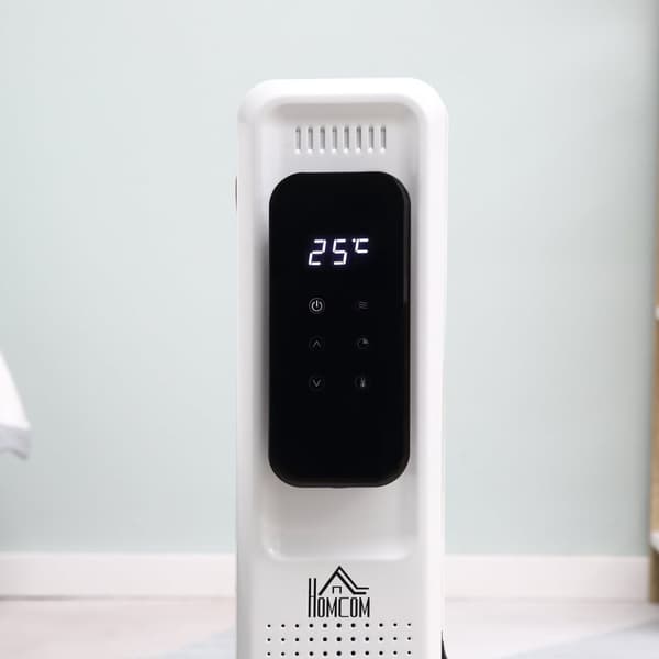 Öljyjäähdytin Kannettava Sähköjäähdytin 1830-2180W 3 Lämmitystasoa 24 Tunnin Ajoitus 9 Lämmityslevyä 4 Pyörällä Valkoinen Teräs 42,5 X 24 X 63 Cm