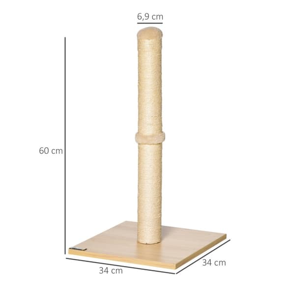 Skrapestolpe Sisal Skrapestolpe For Katter, Stall, Med Ball, 60Cm, Sponplater, Beige+Eik