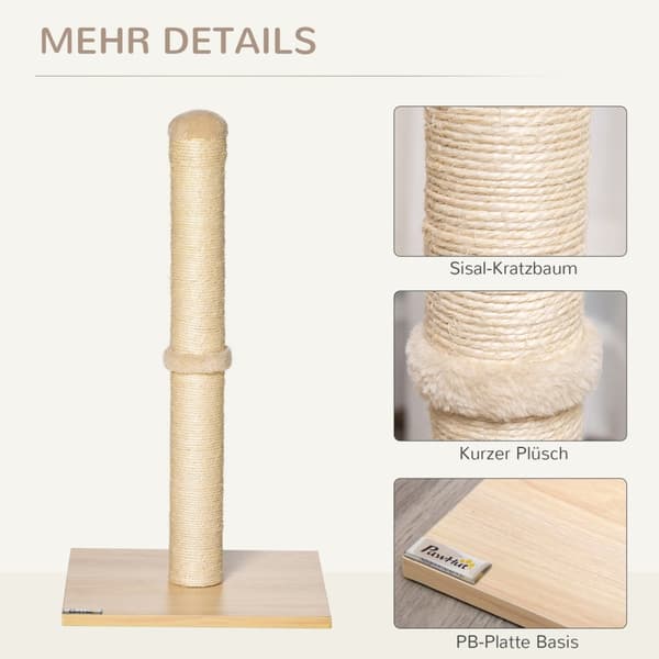 Skrapestolpe Sisal Skrapestolpe For Katter, Stall, Med Ball, 60Cm, Sponplater, Beige+Eik