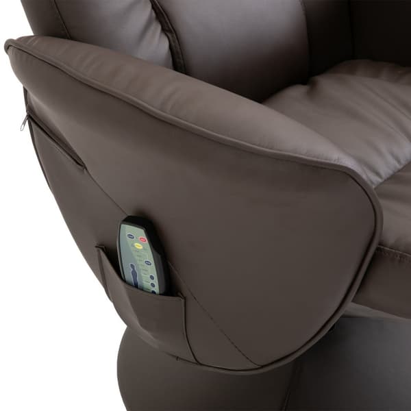 Afslapningsstol Med Fodskammel Opbevaringsplads Massagestol Tv-Stol Hvilestol Ergonomisk Stol Med 10 Vibrationspunkter Brun Imiteret Læder 76X81X105 C