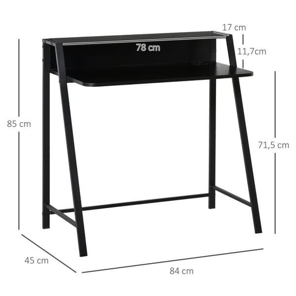 Datamaskinbord Stilig Skrivebord Med Hylle- Og Kabelhåndtering, Metall, Svart, 84X45X85 Cm