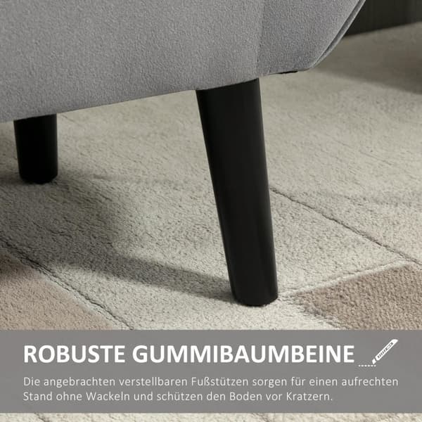 Benk I Grå Moderne Brystbenk Med Lagringsplass, Fløyelsmyk Polyester, Gummitre, Armlener, 118X42X66Cm