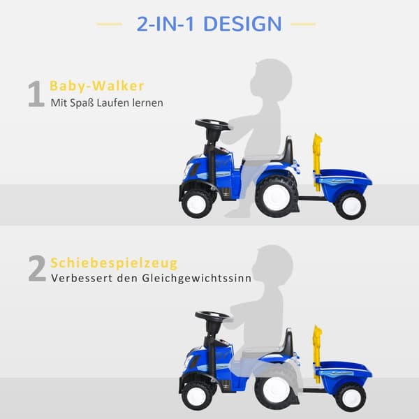 Barnbil Barnbil Åkbil New Holland Åkbil Klassisk Bil Gånghjälp Med Horn Plast Metall Blå