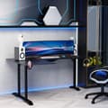 Miniatyrbilde 3 av 10: L-Formet Spillpult Med Hodetelefonkrok, Koppholder, Mdf Metall, Svart+Rød, 168X109X78Cm