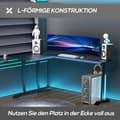 Miniatyrbilde 6 av 10: L-Formet Spillpult Med Hodetelefonkrok, Koppholder, Mdf Metall, Svart+Rød, 168X109X78Cm