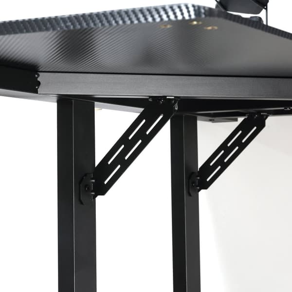 L-Formet Spillpult Med Hodetelefonkrok, Koppholder, Mdf Metall, Svart+Rød, 168X109X78Cm