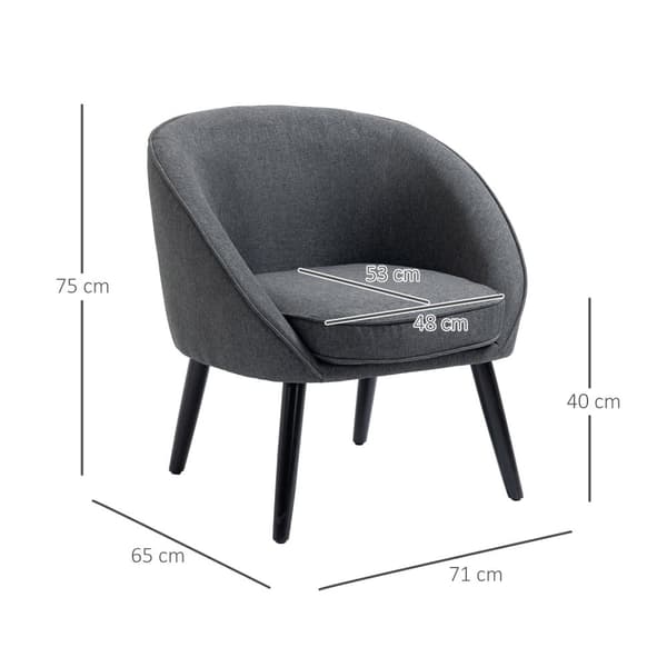 Lenestol Cocktailstol Polstret Stol Kontorstol Stue Stol Spisestue Moderne Med Linlook Tre Grå 71 X 65 X 75 Cm