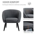 Miniatyrbilde 5 av 10: Lenestol Cocktailstol Polstret Stol Kontorstol Stue Stol Spisestue Moderne Med Linlook Tre Grå 71 X 65 X 75 Cm