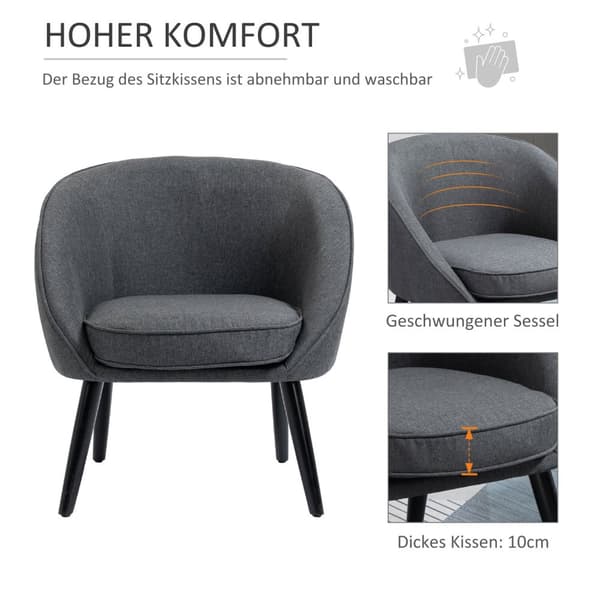 Lenestol Cocktailstol Polstret Stol Kontorstol Stue Stol Spisestue Moderne Med Linlook Tre Grå 71 X 65 X 75 Cm