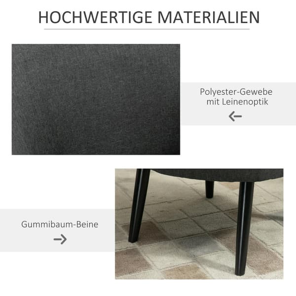 Lenestol Cocktailstol Polstret Stol Kontorstol Stue Stol Spisestue Moderne Med Linlook Tre Grå 71 X 65 X 75 Cm
