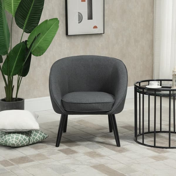 Lenestol Cocktailstol Polstret Stol Kontorstol Stue Stol Spisestue Moderne Med Linlook Tre Grå 71 X 65 X 75 Cm