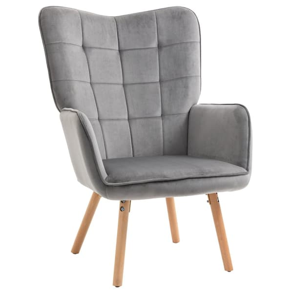 Stuestol, Spisestuestol Med Armlener, Ryggstøtte, Fløyelsmyk Polyester, Bøketre, Grå + Natur, 71X76X101Cm