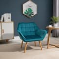 Miniatyrbilde 3 av 10: Enkel Lenestol Wing Stol Avslapningsstol, Fløyel, Hevede Ben, Fløyelslignende Polyester, Skandinavisk, Grønn, 64X62X72,5Cm