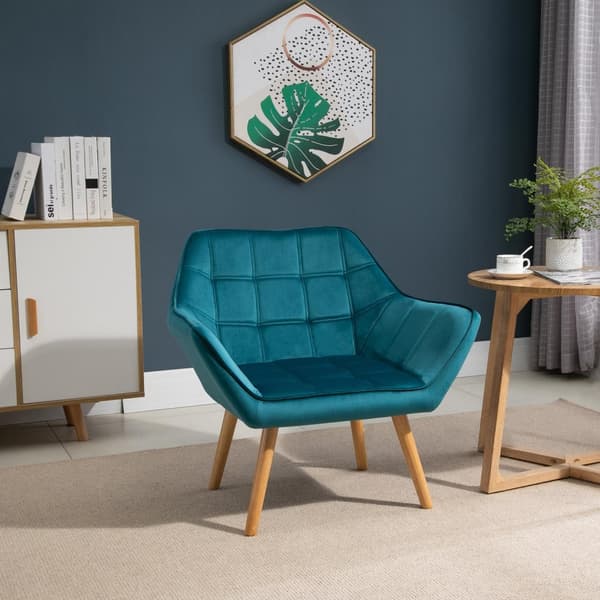 Enkel Lenestol Wing Stol Avslapningsstol, Fløyel, Hevede Ben, Fløyelslignende Polyester, Skandinavisk, Grønn, 64X62X72,5Cm