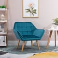 Miniatyrbilde 10 av 10: Enkel Lenestol Wing Stol Avslapningsstol, Fløyel, Hevede Ben, Fløyelslignende Polyester, Skandinavisk, Grønn, 64X62X72,5Cm
